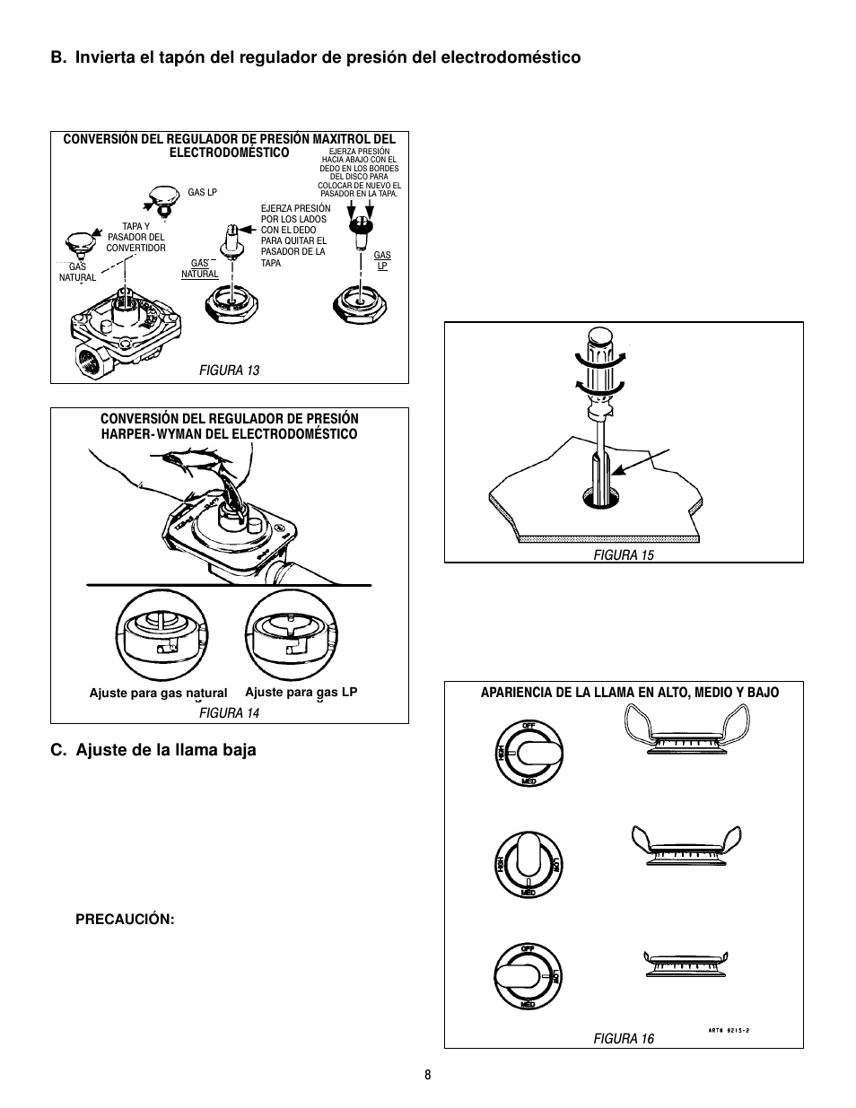 C. ajuste de la llama baja | Jenn-Air JGCP430ADP User Manual | Page 20 / 36