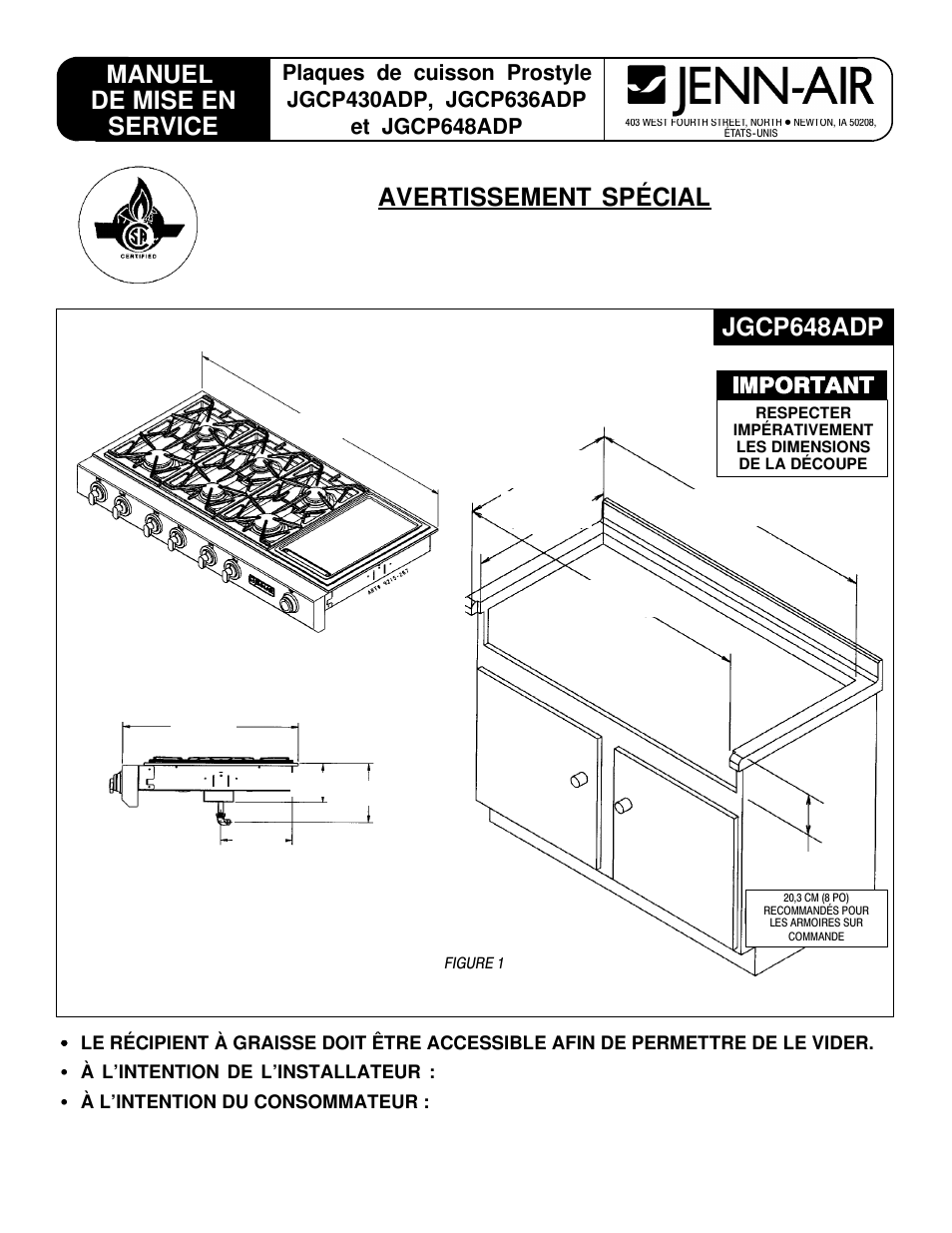 Avertissement spécial, Jgcp648adp manuel de mise en service | Jenn-Air JGCP430ADP User Manual | Page 25 / 36
