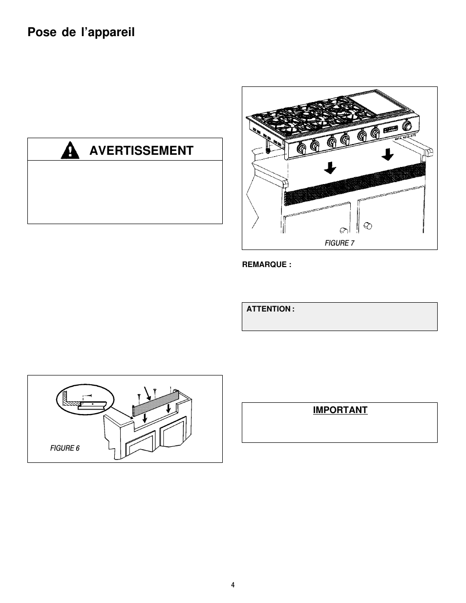 Pose de l’appareil, Avertissement | Jenn-Air JGCP430ADP User Manual | Page 28 / 36