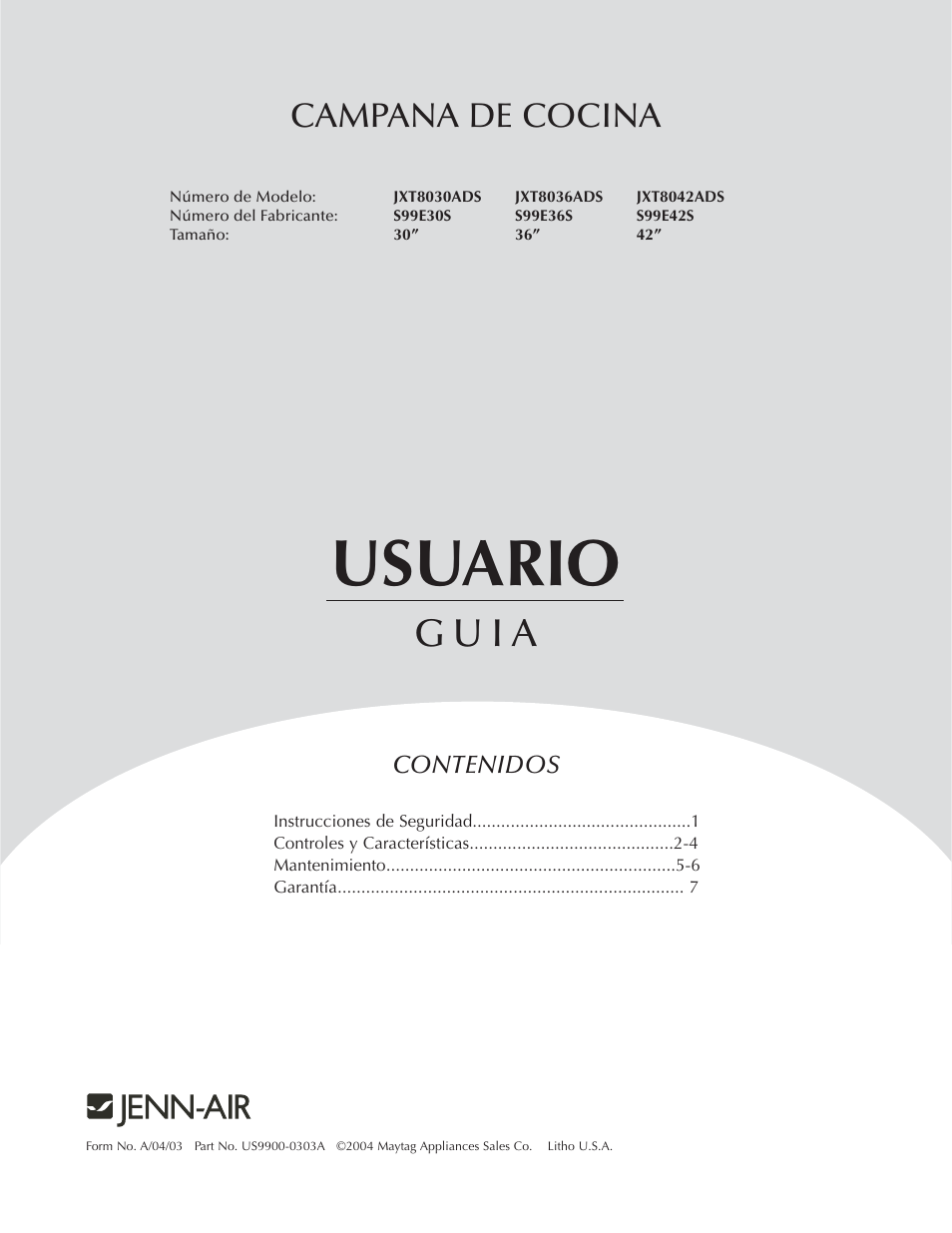 Usuario, G u i a, Campana de cocina | Jenn-Air JXT8036ADS User Manual | Page 19 / 27