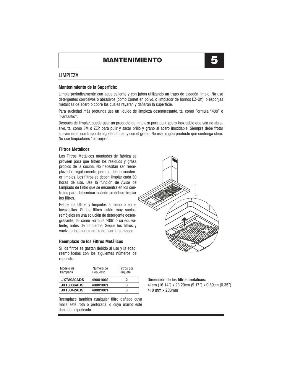 Mantenimiento, Limpieza | Jenn-Air JXT8036ADS User Manual | Page 25 / 27