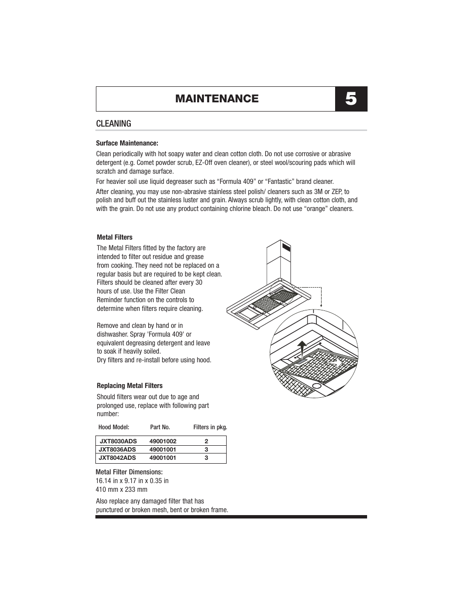 Maintenance, Cleaning | Jenn-Air JXT8036ADS User Manual | Page 7 / 27