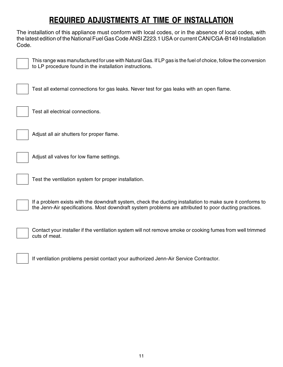 Required adjustments at time of installation | Jenn-Air PROSTYLE JGD8348CDP User Manual | Page 11 / 36