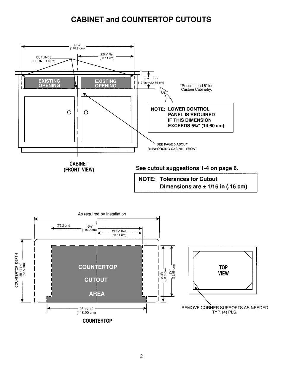 Cabinet and countertop cutouts | Jenn-Air PROSTYLE JGD8348CDP User Manual | Page 2 / 36