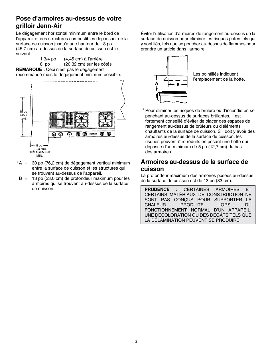 Armoires au-dessus de la surface de cuisson | Jenn-Air PROSTYLE JGD8348CDP User Manual | Page 27 / 36