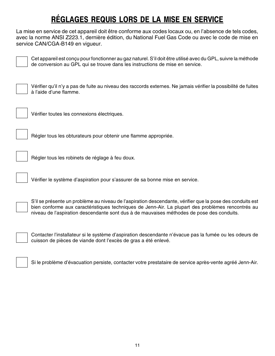 Réglages requis lors de la mise en service | Jenn-Air PROSTYLE JGD8348CDP User Manual | Page 35 / 36