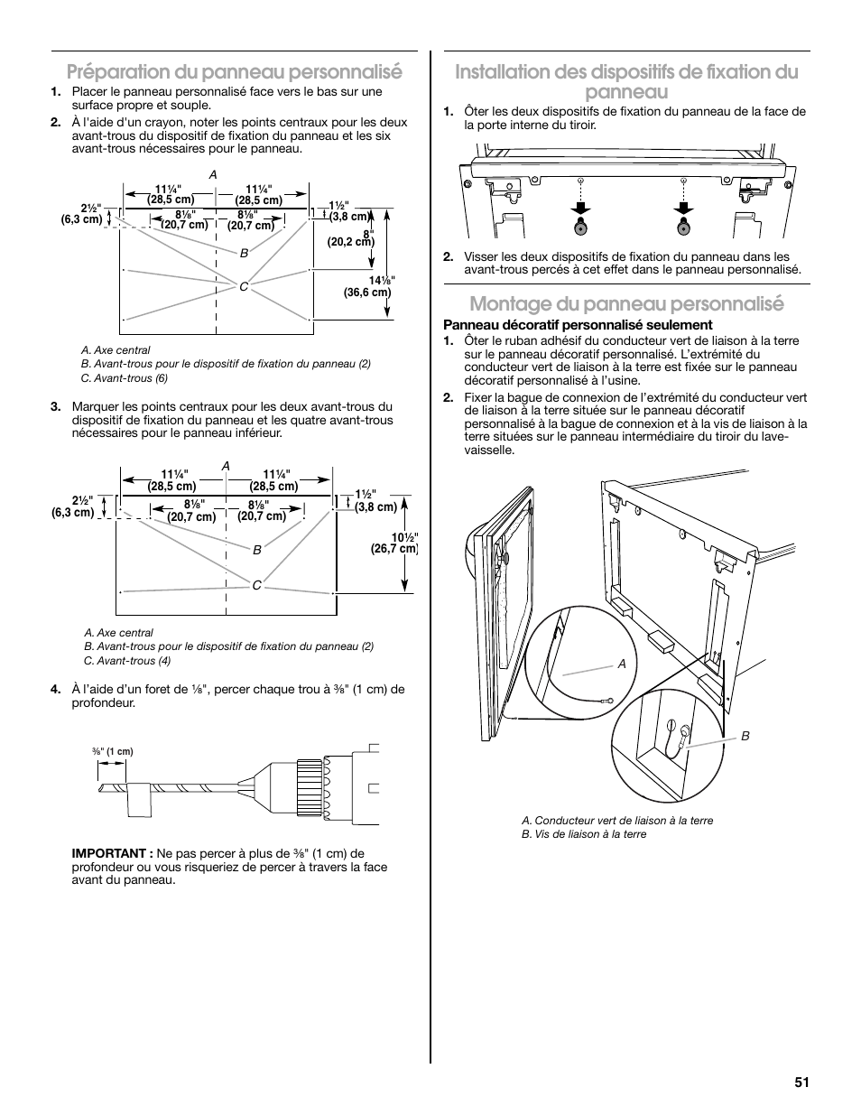 Préparation du panneau personnalisé, Montage du panneau personnalisé | Jenn-Air W10300219A User Manual | Page 51 / 52