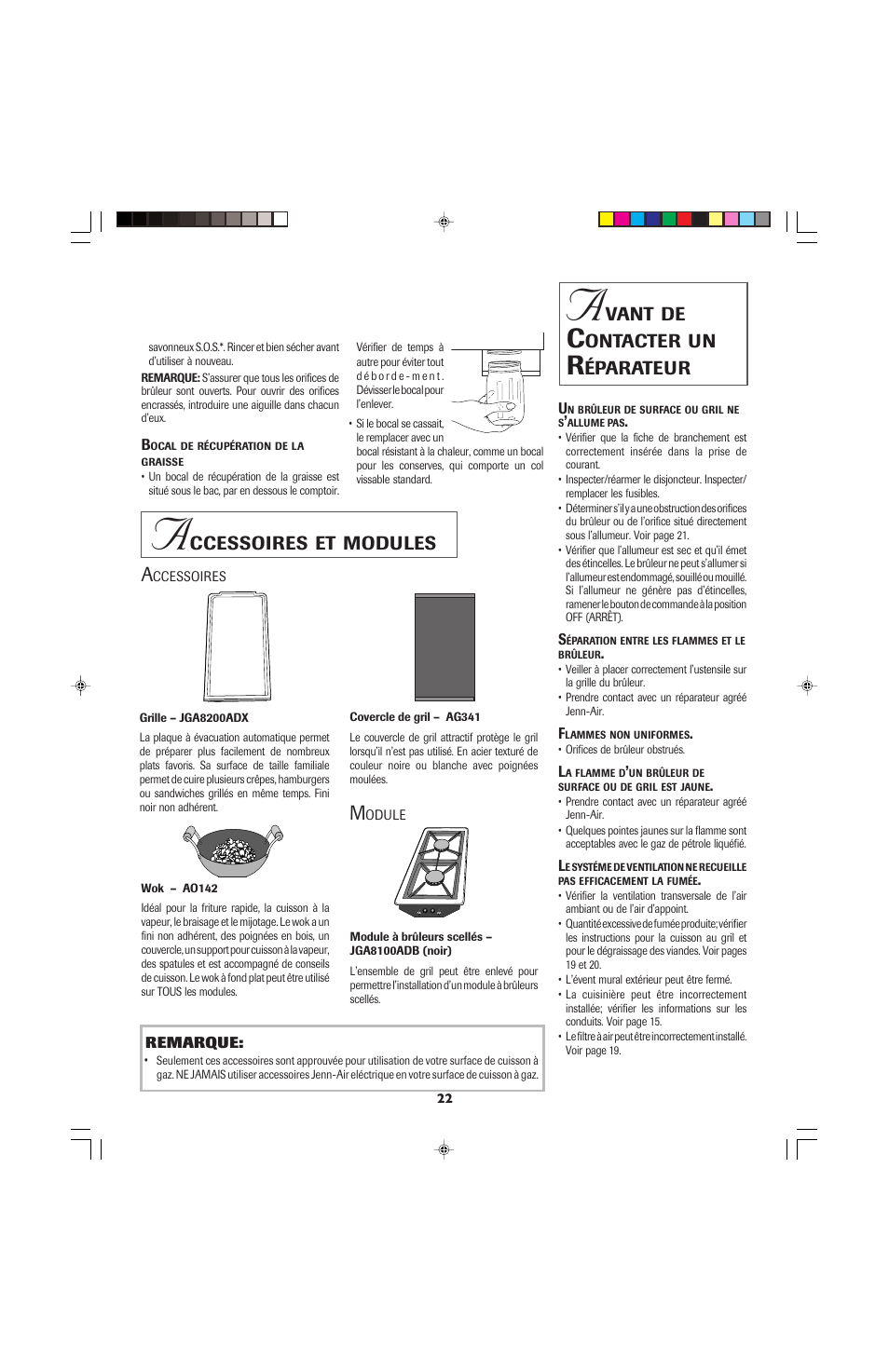 Ccessoires, Modules, Vant | Ontacter, Éparateur | Jenn-Air PRO-STYLE 8111P535-60 User Manual | Page 23 / 36