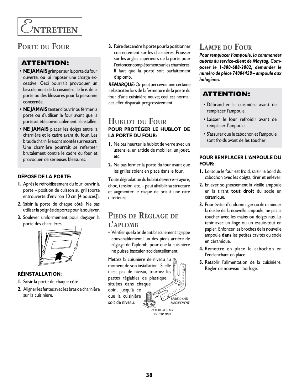 Ntretien | Jenn-Air DUAL-FUEL SLIDE-IN RANGE User Manual | Page 39 / 64