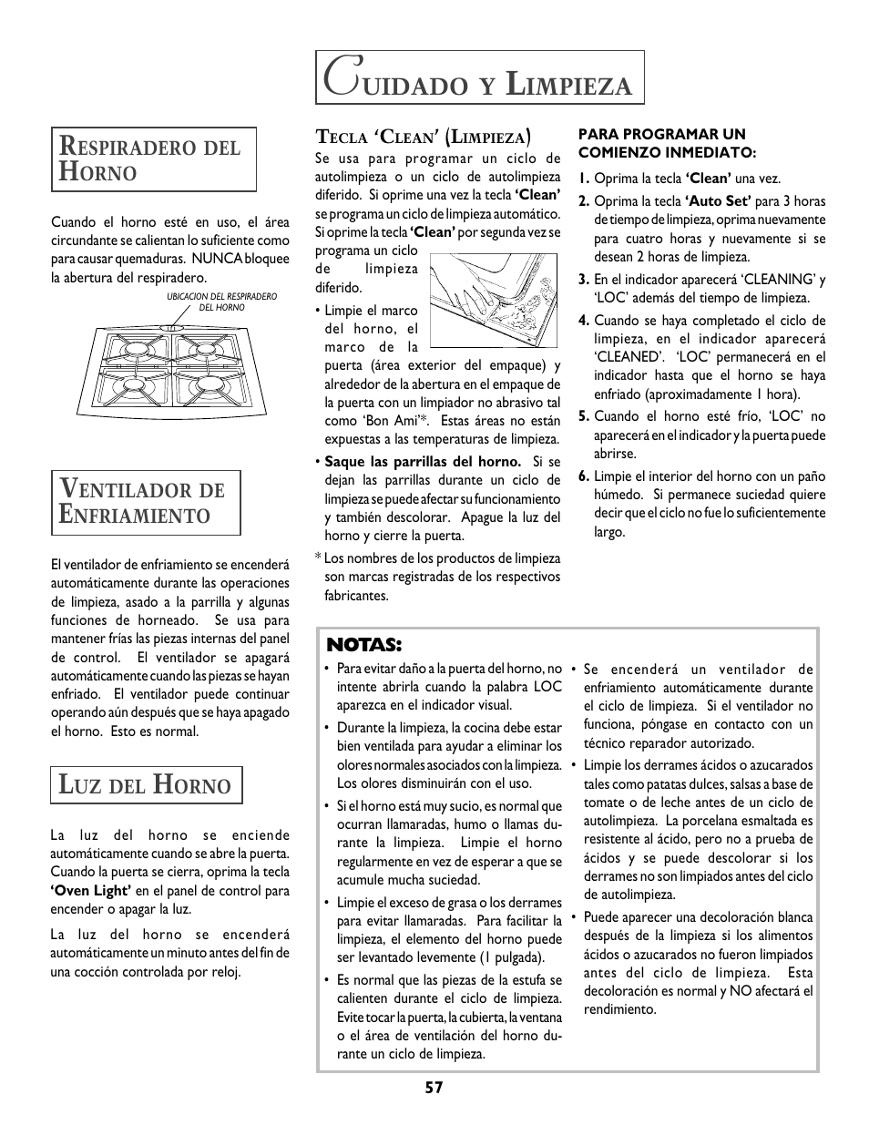 Uidado, Impieza | Jenn-Air DUAL-FUEL SLIDE-IN RANGE User Manual | Page 58 / 64
