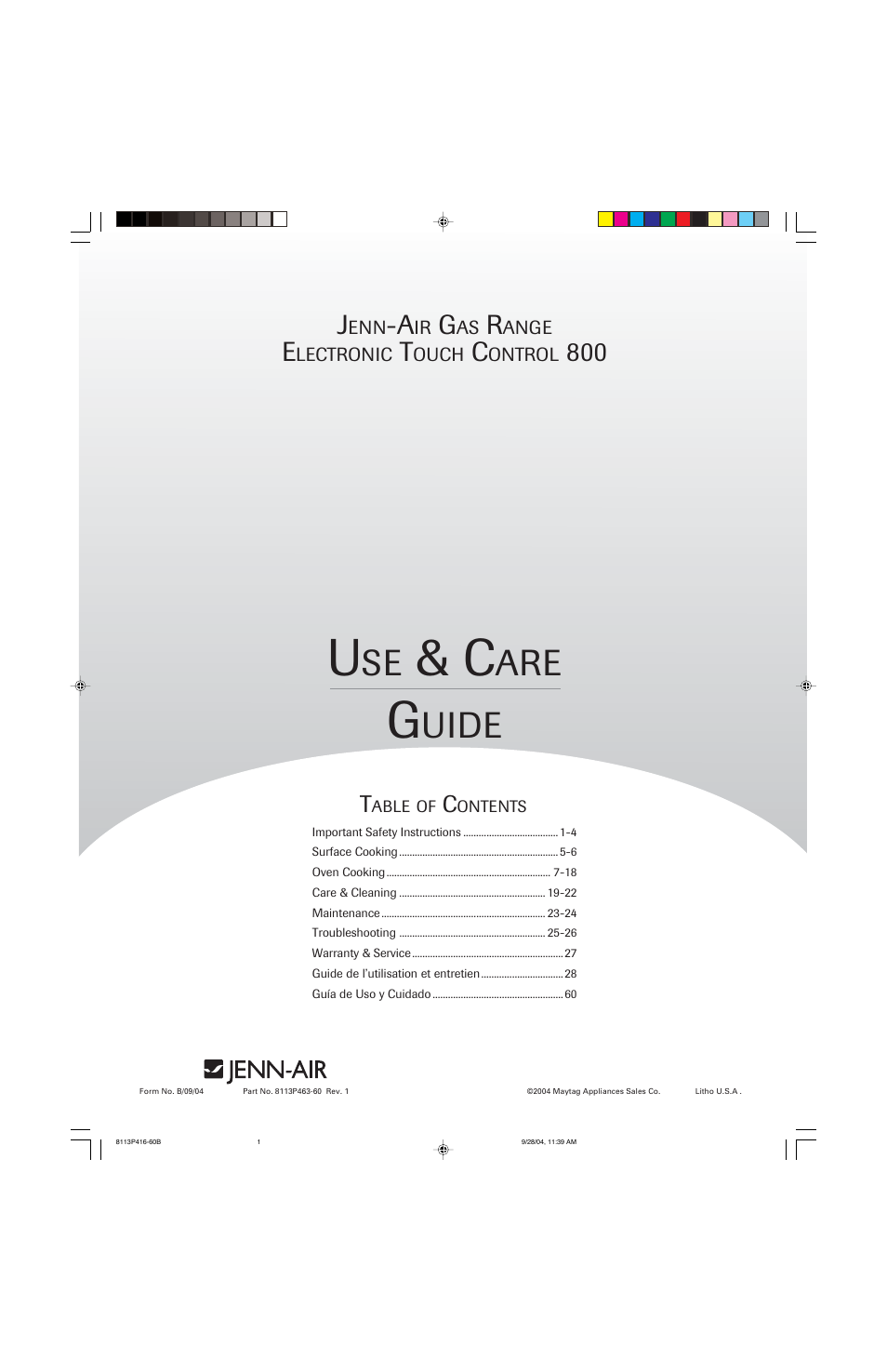 Jenn-Air 800 User Manual | 92 pages