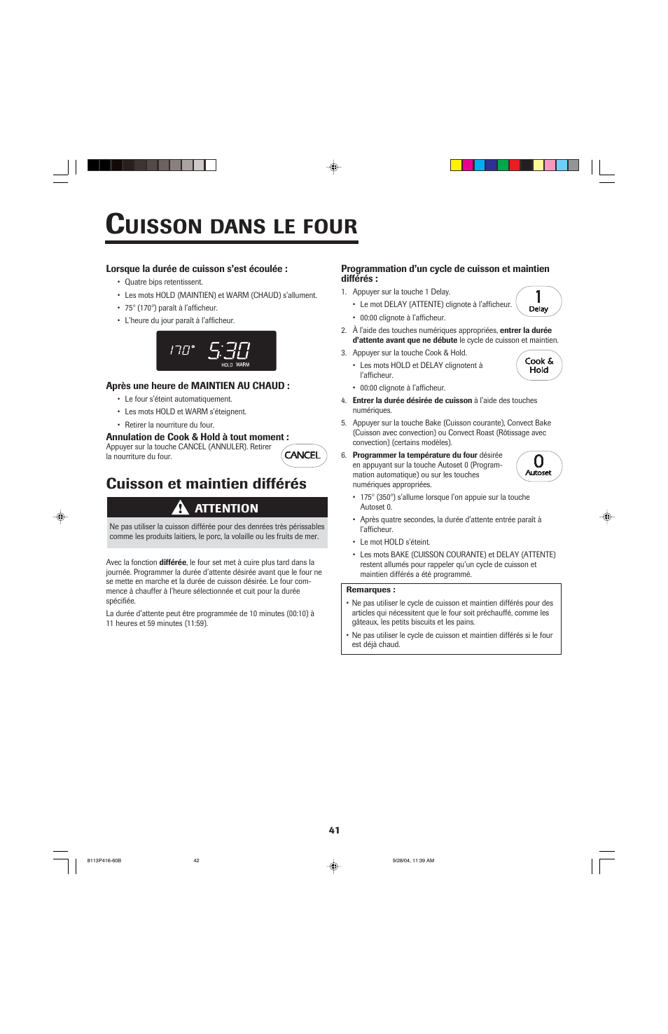 Uisson, Dans, Four | Cuisson et maintien différés | Jenn-Air 800 User Manual | Page 42 / 92