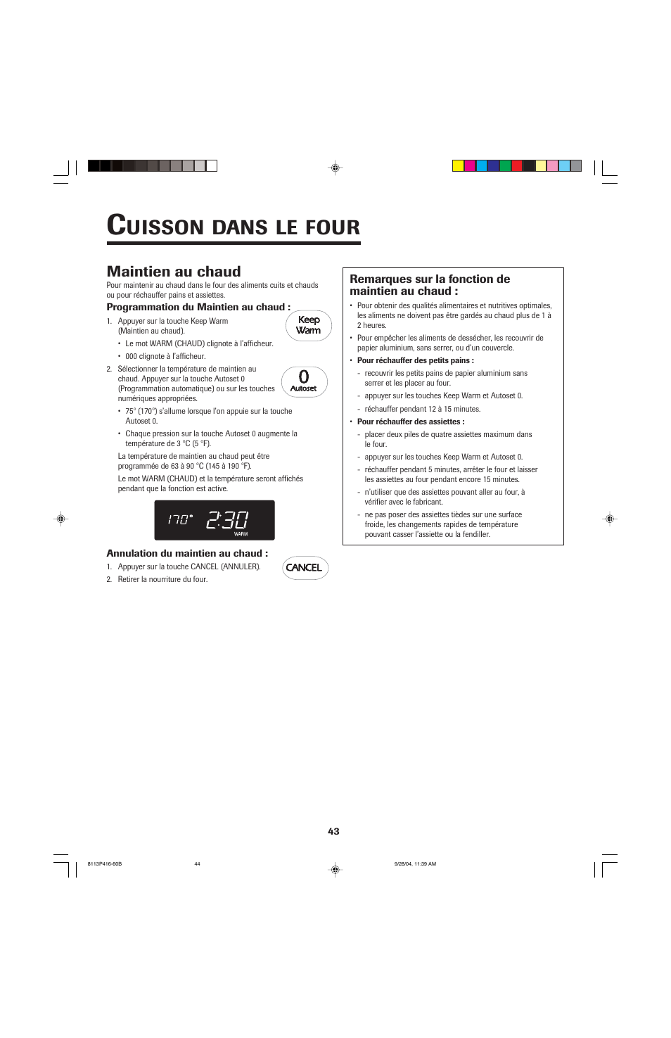 Uisson, Dans, Four | Maintien au chaud | Jenn-Air 800 User Manual | Page 44 / 92