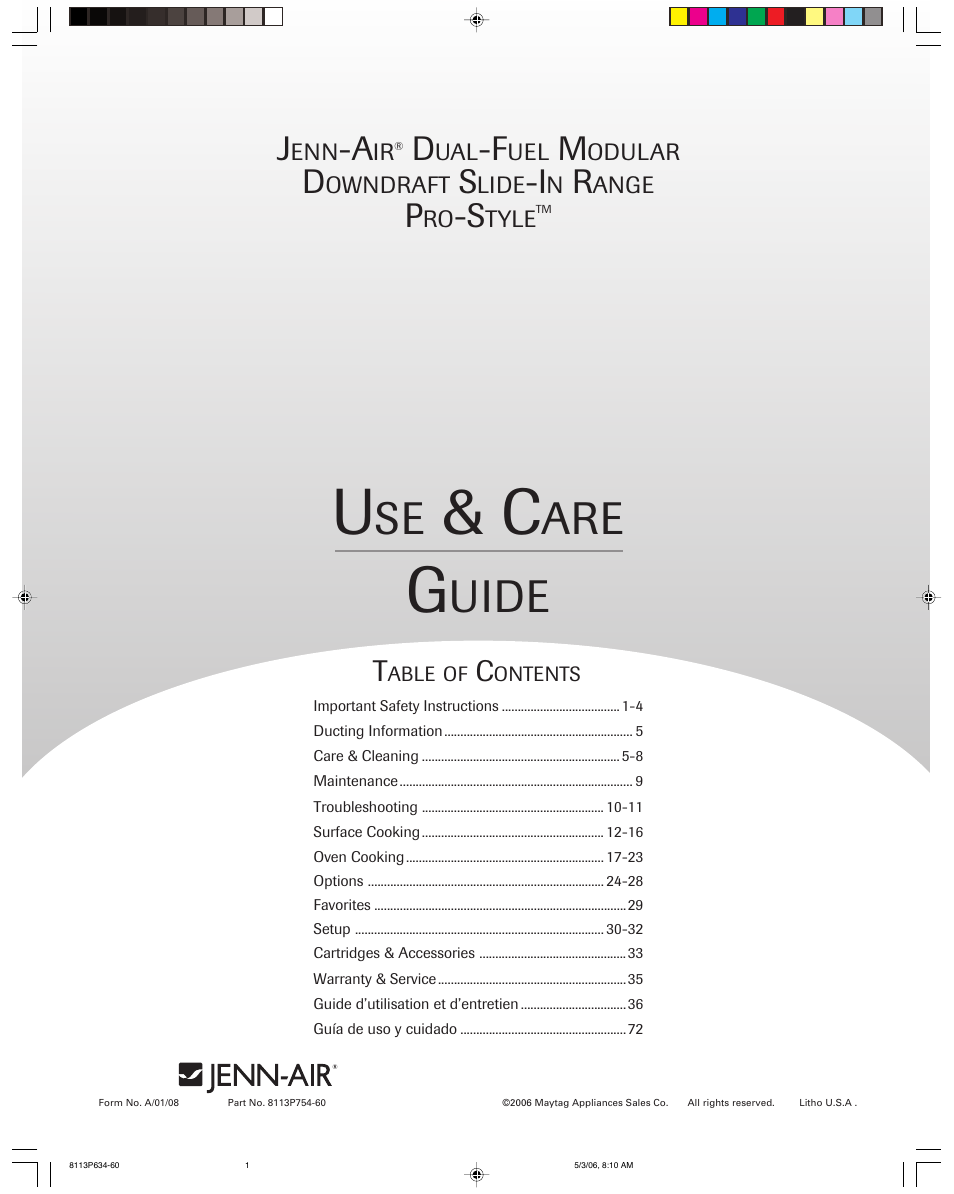 Jenn-Air PRO-STYLE 8113P754-60 User Manual | 108 pages