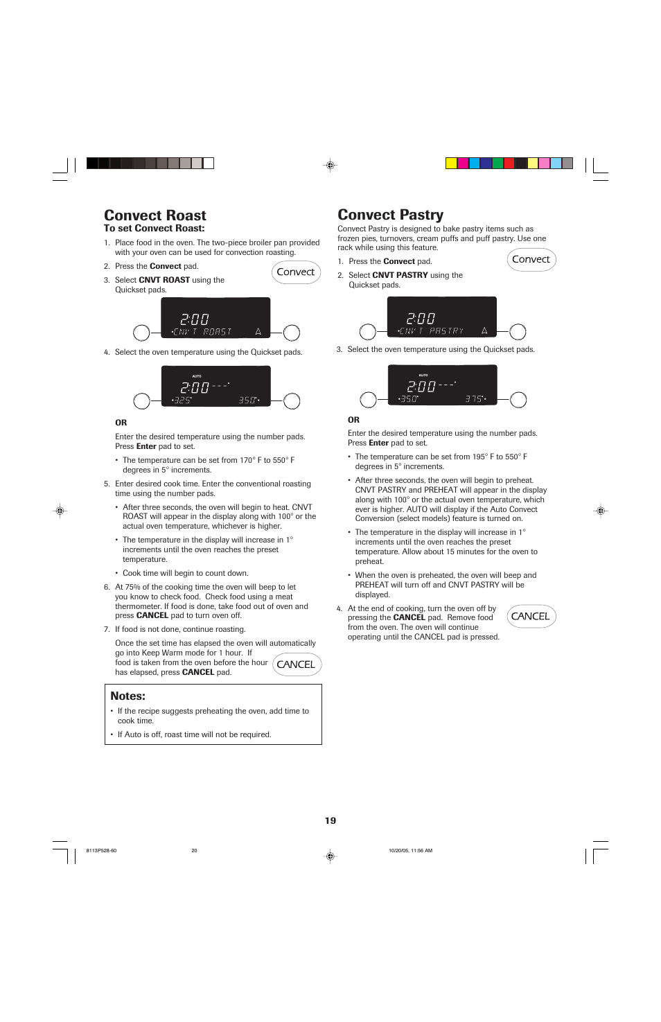 Convect roast, Convect pastry | Jenn-Air air filter User Manual | Page 20 / 96