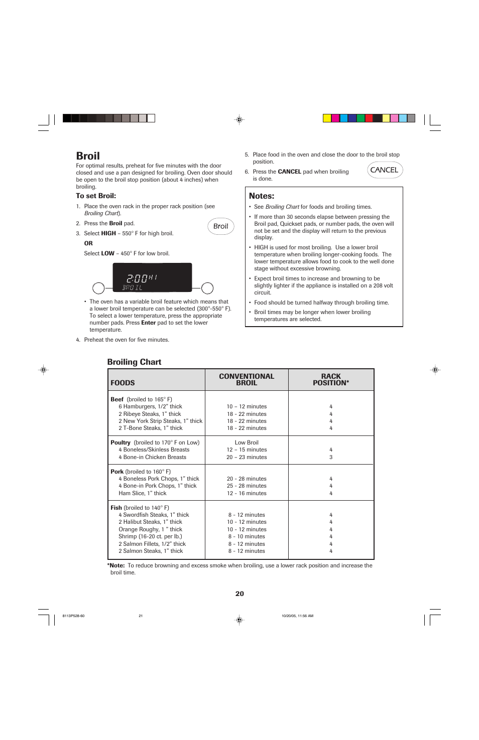 Broil, Broiling chart | Jenn-Air air filter User Manual | Page 21 / 96