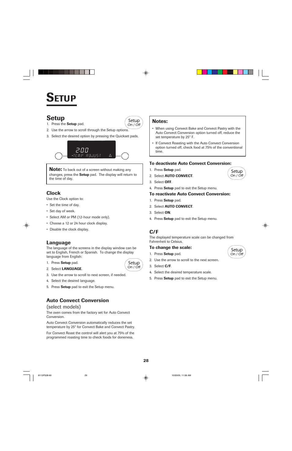 Etup, Setup | Jenn-Air air filter User Manual | Page 29 / 96