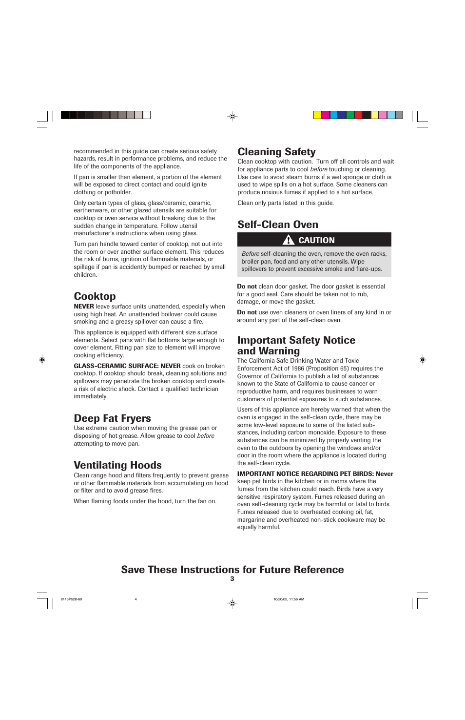 Cleaning safety, Self-clean oven, Important safety notice and warning | Cooktop, Deep fat fryers, Ventilating hoods, Save these instructions for future reference | Jenn-Air air filter User Manual | Page 4 / 96