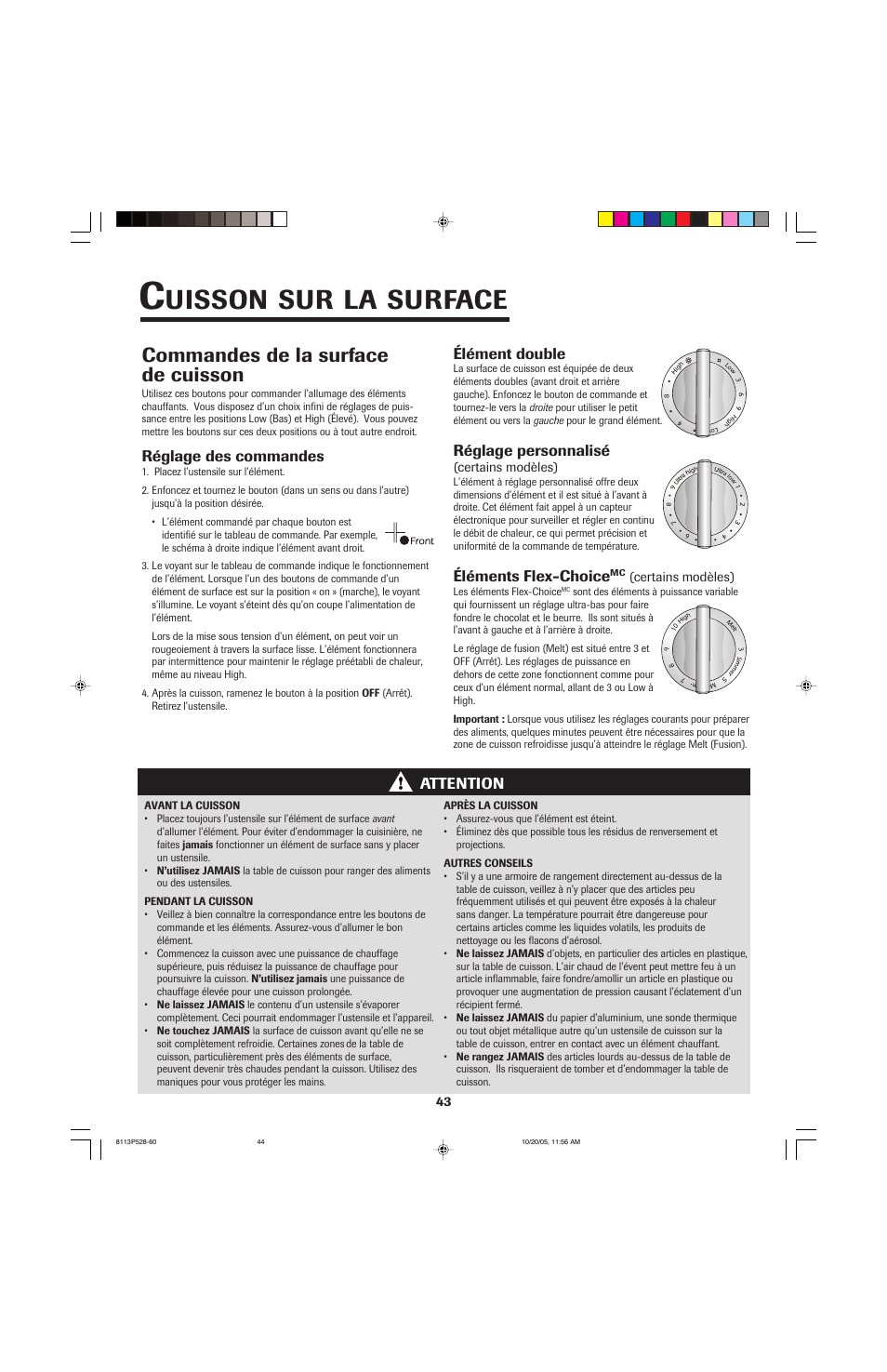 Uisson, Surface, Commandes de la surface de cuisson | Jenn-Air air filter User Manual | Page 44 / 96