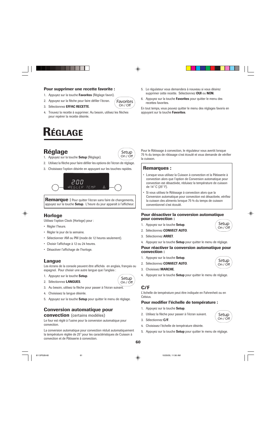 Églage, Réglage | Jenn-Air air filter User Manual | Page 61 / 96