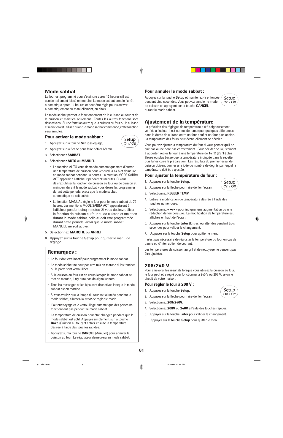 Mode sabbat, Ajustement de la température, Remarques | Jenn-Air air filter User Manual | Page 62 / 96