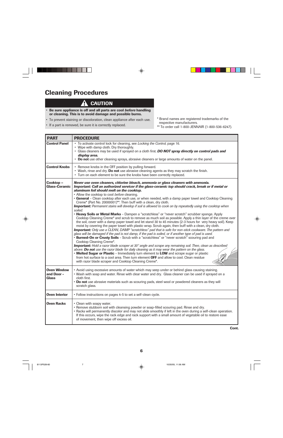 Cleaning procedures, Caution | Jenn-Air air filter User Manual | Page 7 / 96