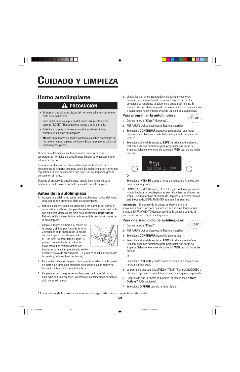 Uidado, Limpieza, Horno autolimpiante | Jenn-Air air filter User Manual | Page 70 / 96