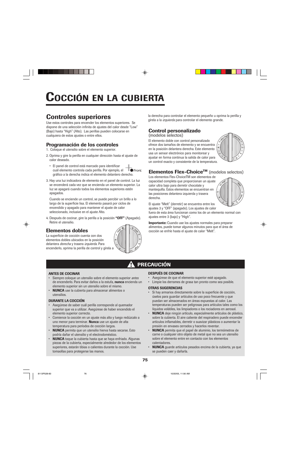 Occión, Cubierta, Controles superiores | Jenn-Air air filter User Manual | Page 76 / 96