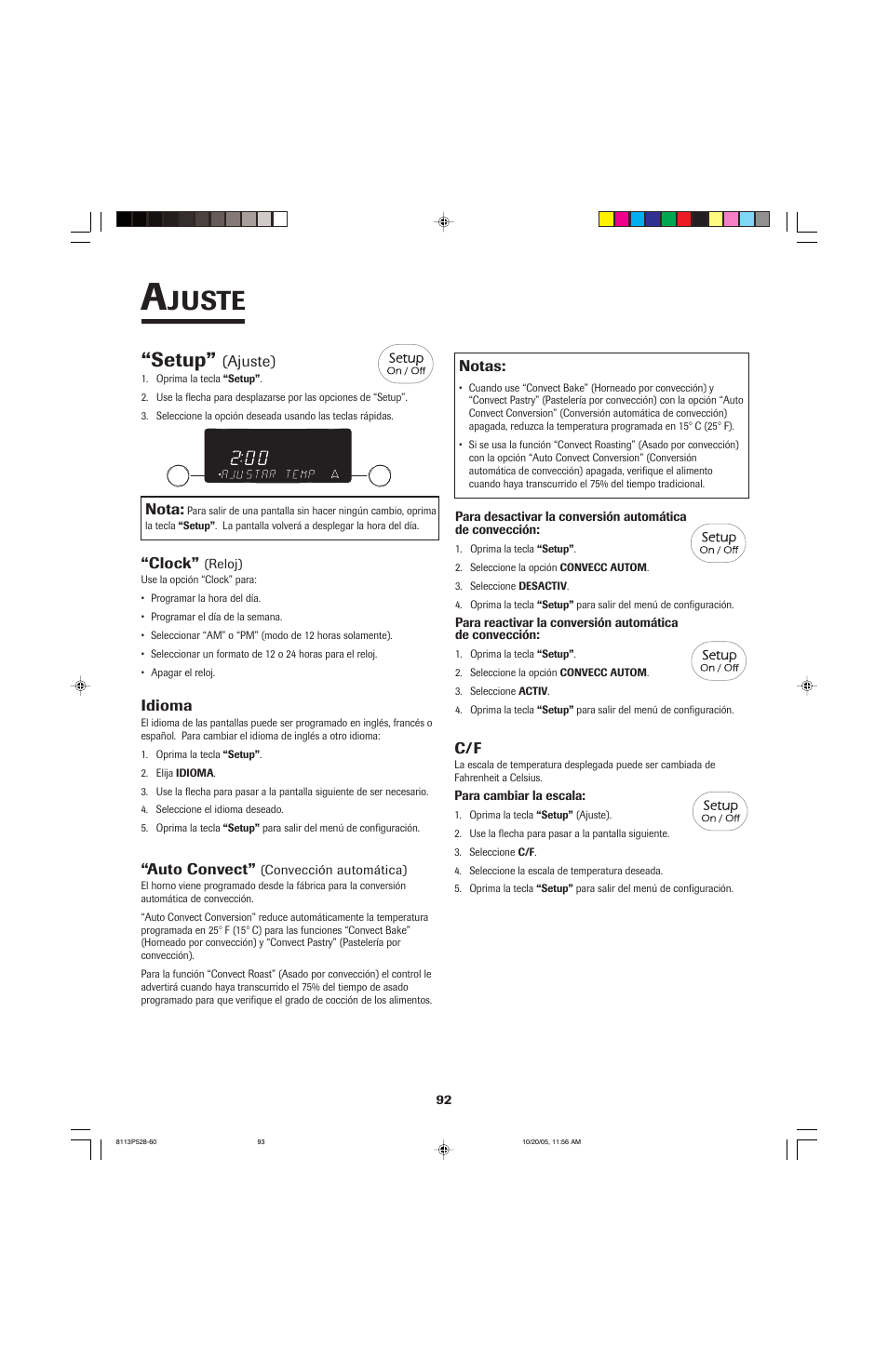 Juste, Setup | Jenn-Air air filter User Manual | Page 93 / 96