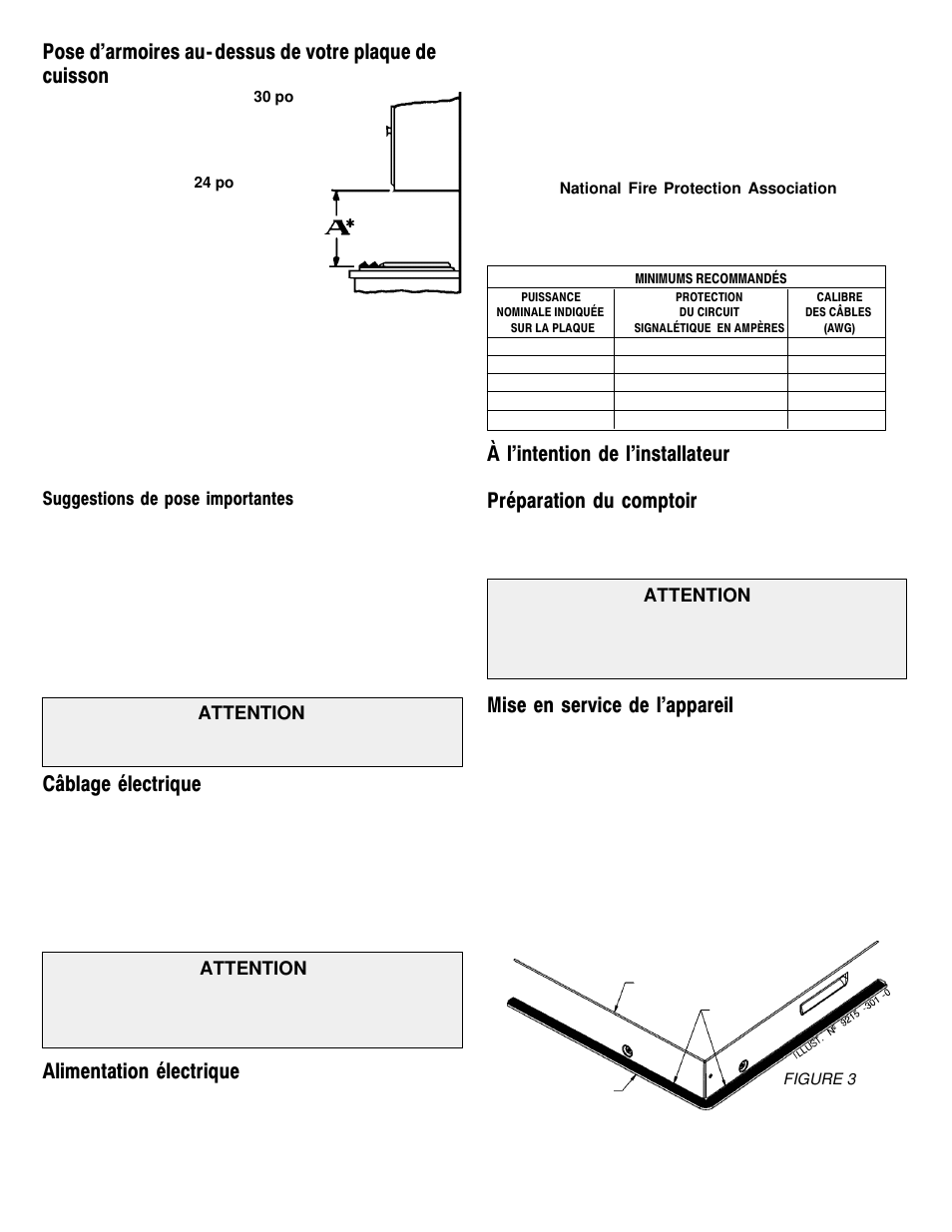 Câblage électrique, Alimentation électrique, À l’intention de l’installateur | Préparation du comptoir, Mise en service de l’appareil | Jenn-Air JEC0536 User Manual | Page 6 / 6