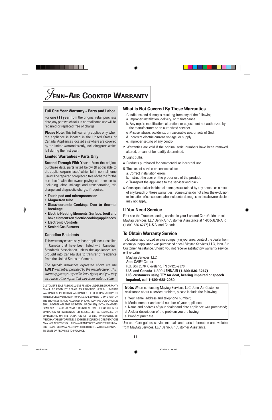 Ooktop, Arranty | Jenn-Air GAS DOWNDRAFT COOKTOP PRO-STYLE User Manual | Page 12 / 36