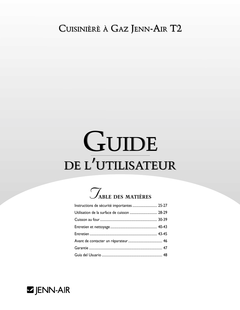 Uide, Utilisateur | Jenn-Air T2 User Manual | Page 25 / 72