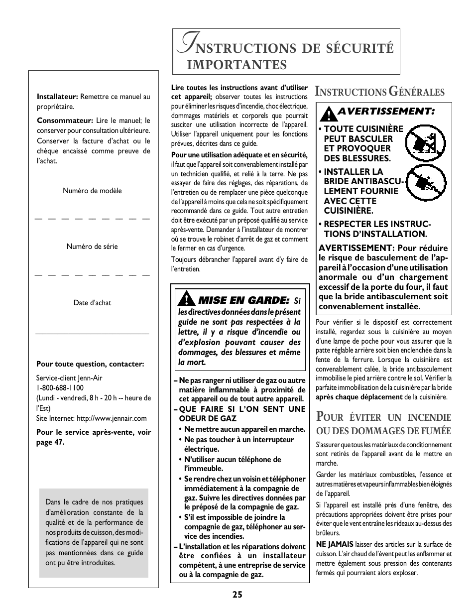 Nstructions, Sécurité, Importantes | Jenn-Air T2 User Manual | Page 26 / 72