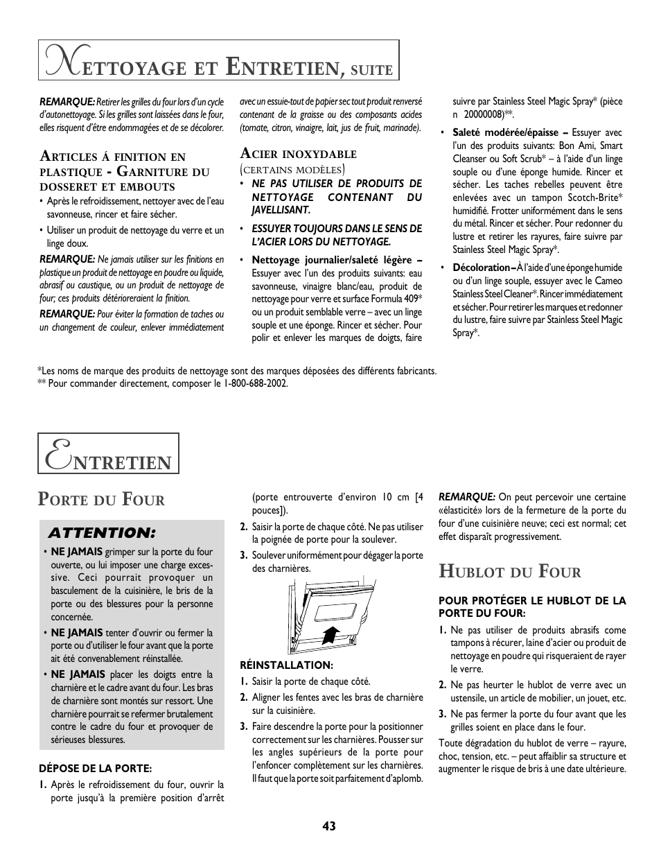 Ntretien, Ettoyage | Jenn-Air T2 User Manual | Page 44 / 72