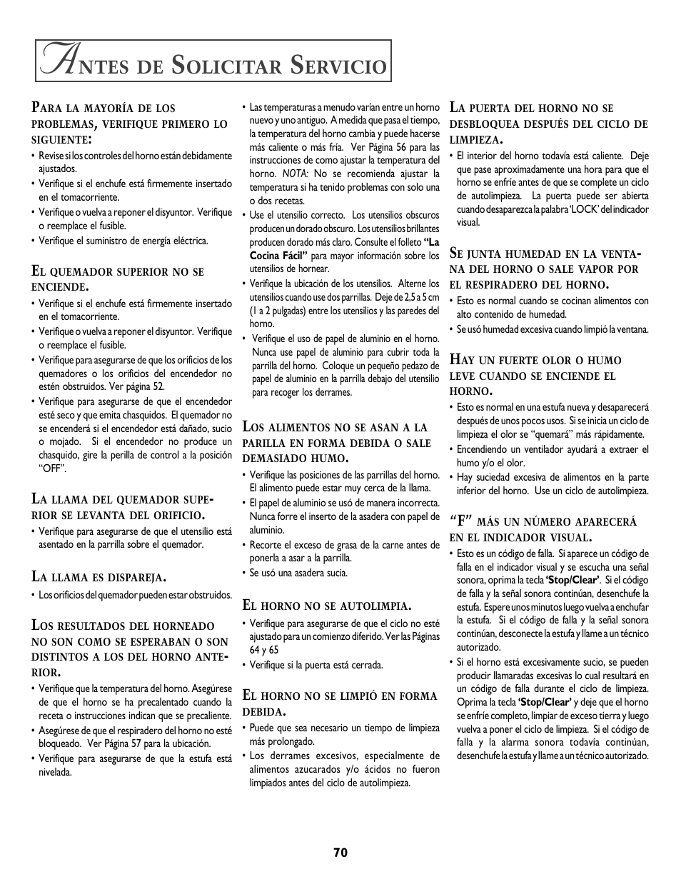 Ntes, Olicitar, Ervicio | Jenn-Air T2 User Manual | Page 71 / 72