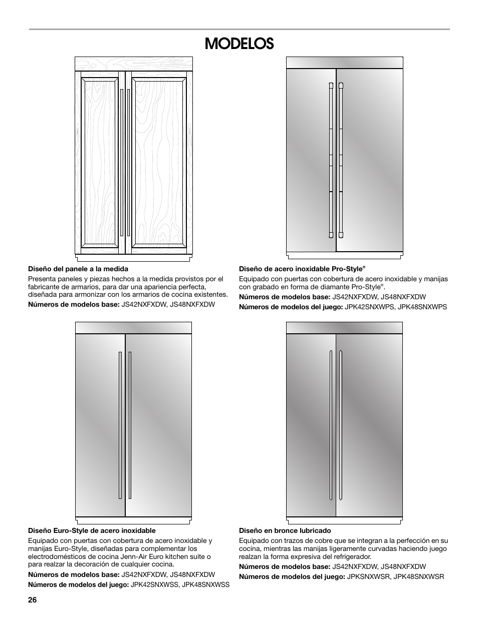 Modelos | Jenn-Air W10379136A User Manual | Page 26 / 72