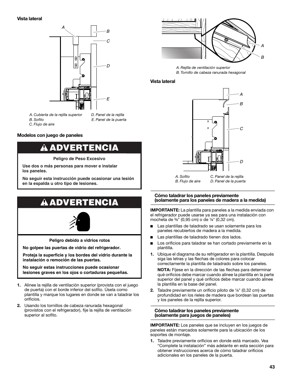Advertencia | Jenn-Air W10379136A User Manual | Page 43 / 72