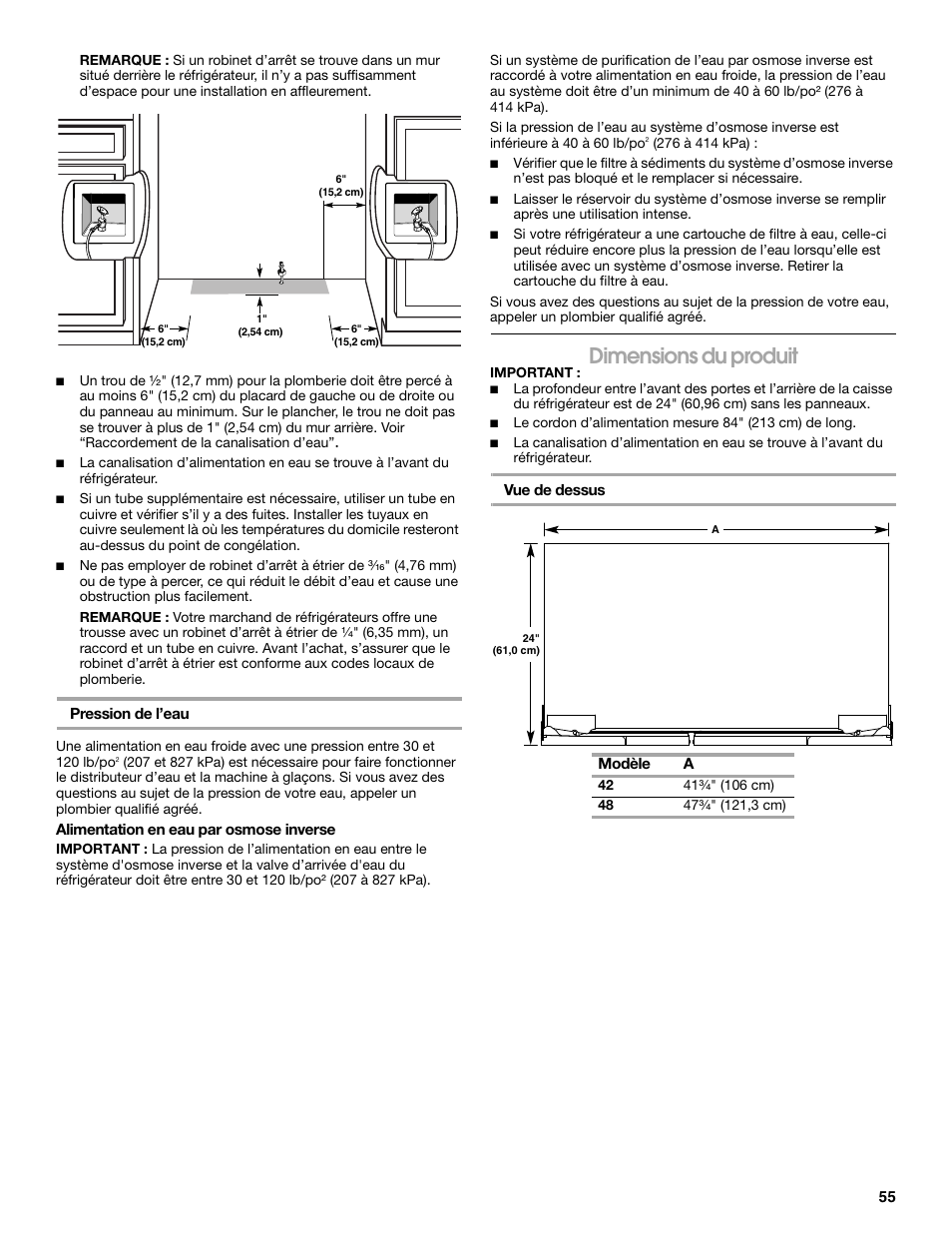 Dimensions du produit | Jenn-Air W10379136A User Manual | Page 55 / 72