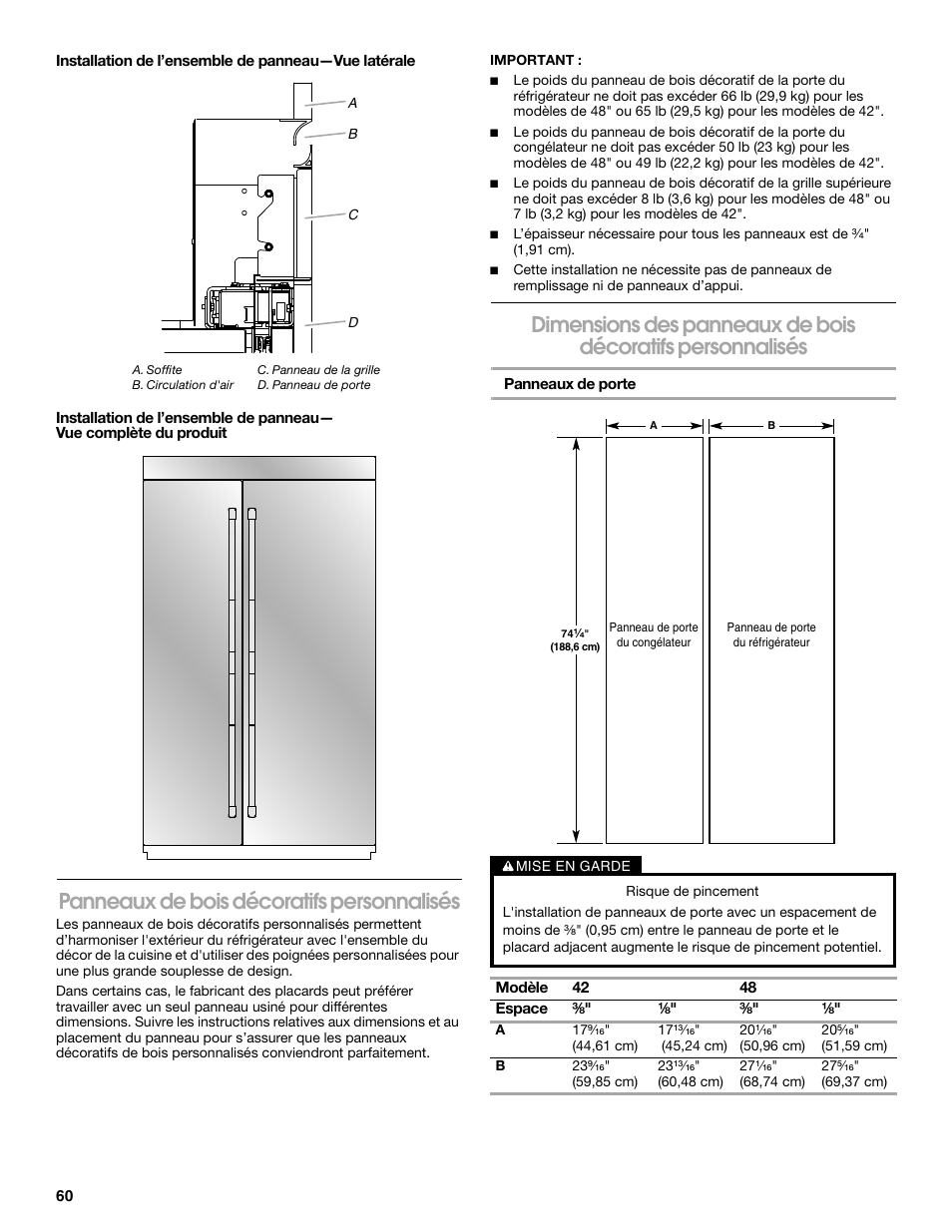 Panneaux de bois décoratifs personnalisés | Jenn-Air W10379136A User Manual | Page 60 / 72