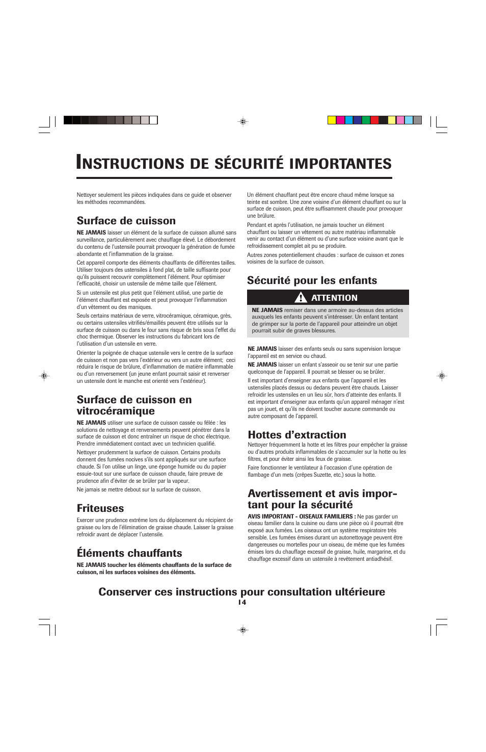 Nstructions, Sécurité, Importantes | Jenn-Air JEC0530 User Manual | Page 15 / 36
