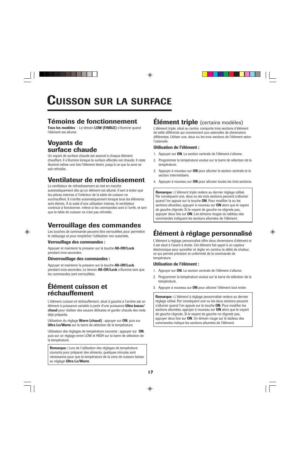 Uisson, Surface | Jenn-Air JEC0530 User Manual | Page 18 / 36