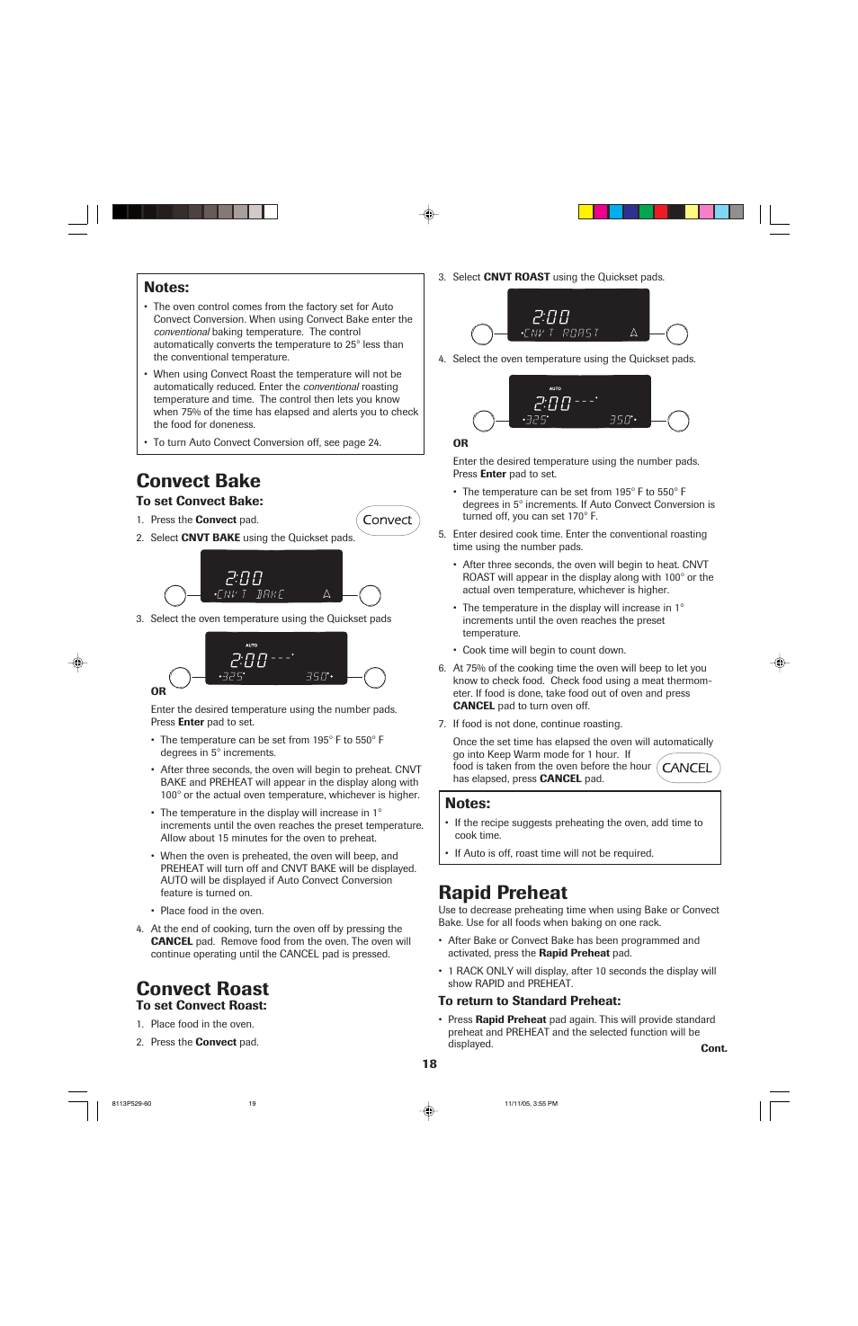 Convect bake, Convect roast, Rapid preheat | Jenn-Air GAS DOWNDRAFT SLIDE-IN RANGE User Manual | Page 19 / 88