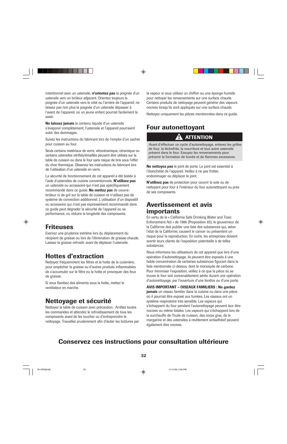 Friteuses, Hottes d’extraction, Nettoyage et sécurité | Jenn-Air GAS DOWNDRAFT SLIDE-IN RANGE User Manual | Page 33 / 88