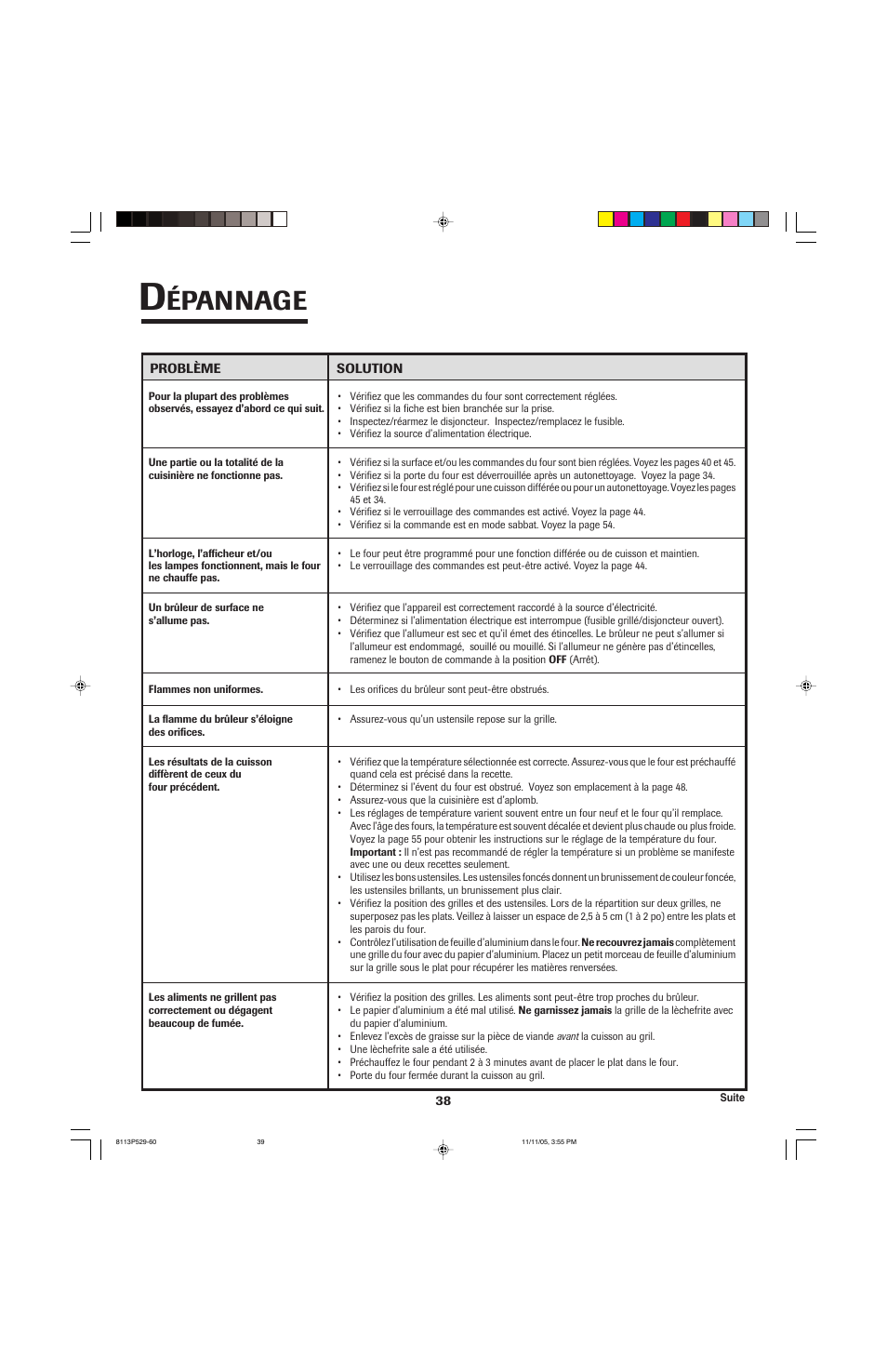 Épannage | Jenn-Air GAS DOWNDRAFT SLIDE-IN RANGE User Manual | Page 39 / 88