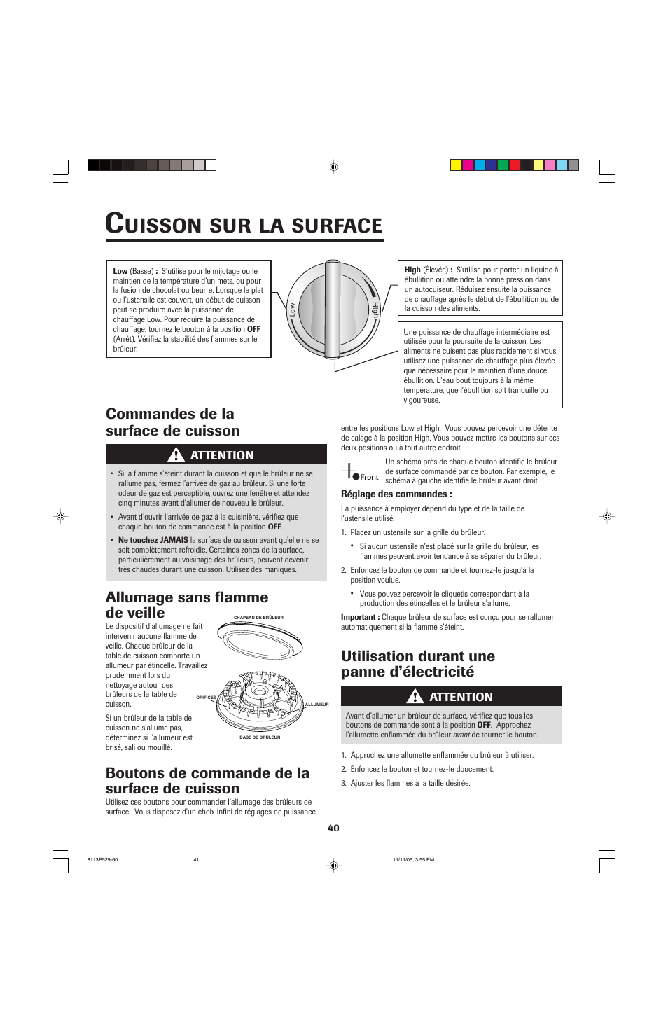 Uisson, Surface | Jenn-Air GAS DOWNDRAFT SLIDE-IN RANGE User Manual | Page 41 / 88