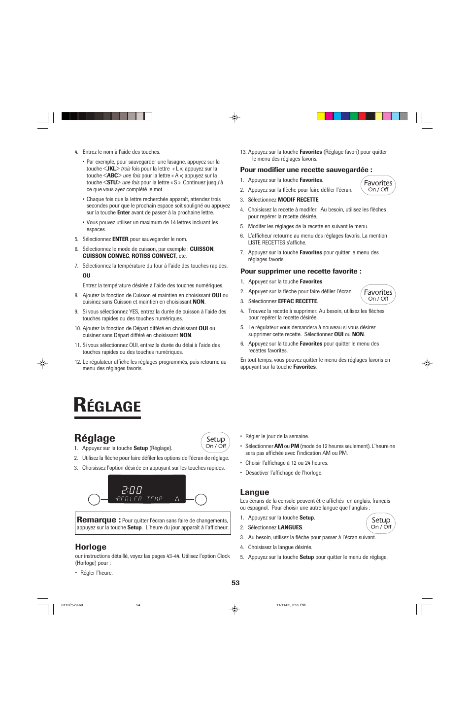 Églage, Réglage | Jenn-Air GAS DOWNDRAFT SLIDE-IN RANGE User Manual | Page 54 / 88