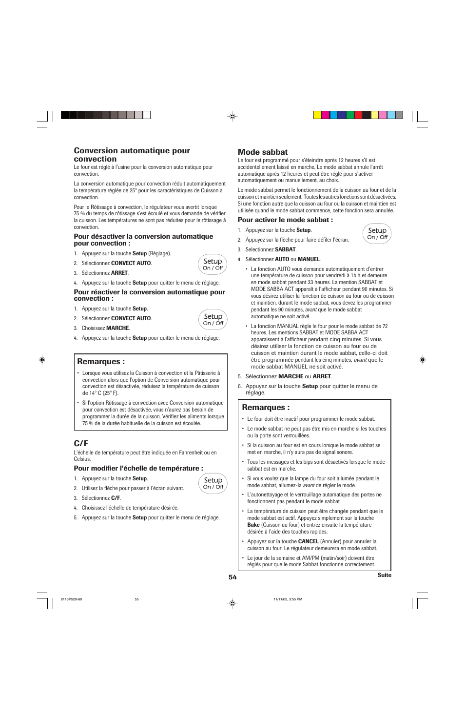 Conversion automatique pour convection, Remarques, Mode sabbat | Jenn-Air GAS DOWNDRAFT SLIDE-IN RANGE User Manual | Page 55 / 88