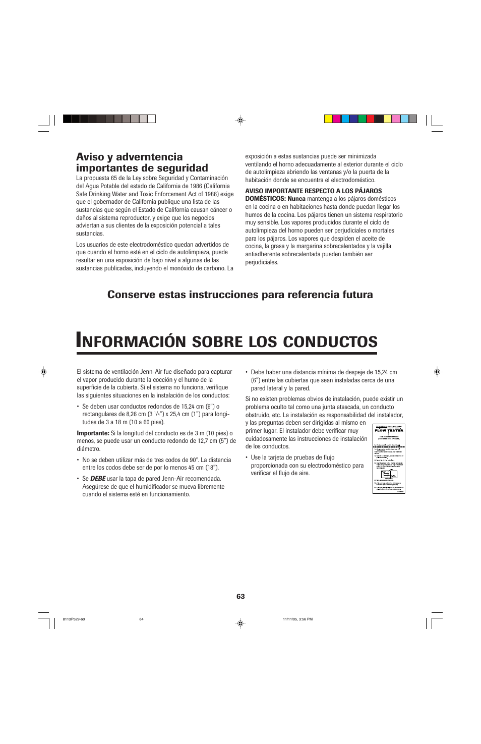 Nformación, Sobre, Conductos | Jenn-Air GAS DOWNDRAFT SLIDE-IN RANGE User Manual | Page 64 / 88