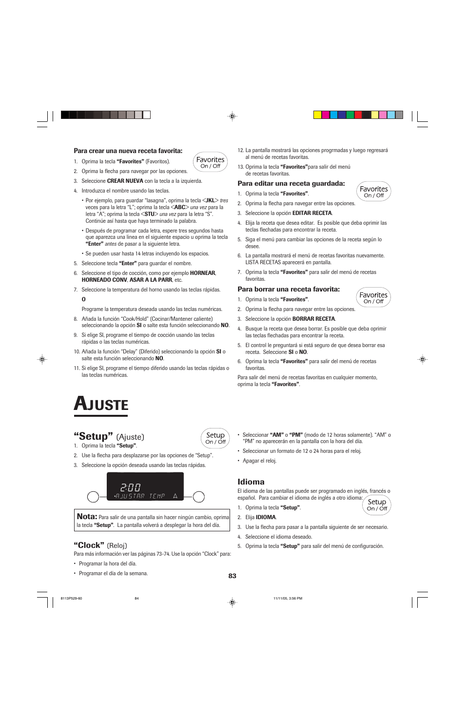 Juste, Setup | Jenn-Air GAS DOWNDRAFT SLIDE-IN RANGE User Manual | Page 84 / 88