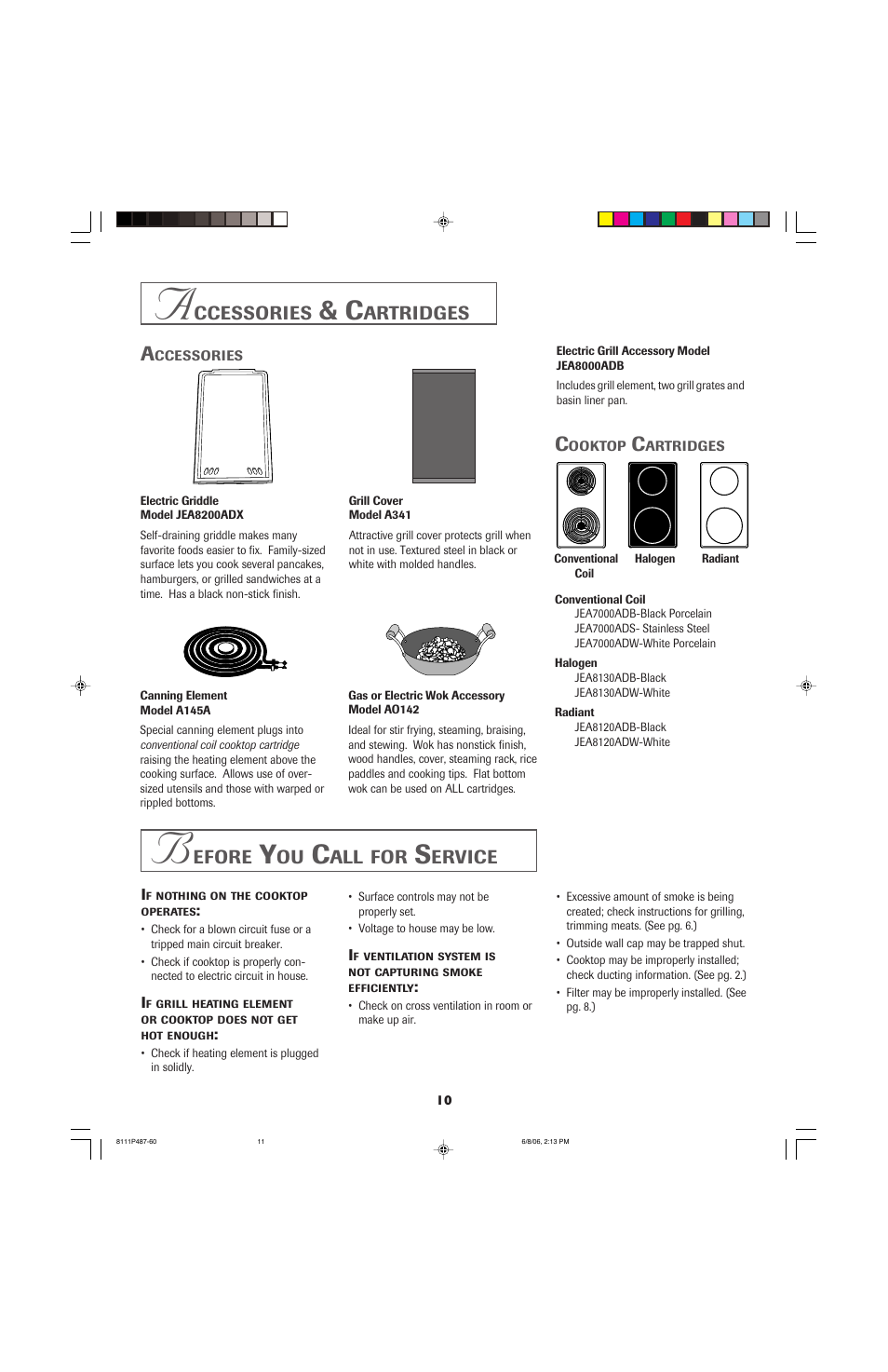 Ccessories, Artridges, Efore | Ervice | Jenn-Air JED8130 User Manual | Page 11 / 40